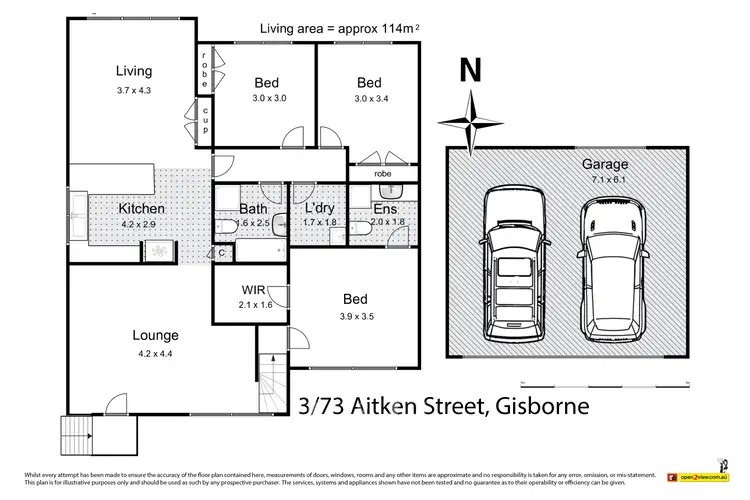 Floorplan of Homely townhouse listing, 3/73 Aitken Street, Gisborne VIC 3437