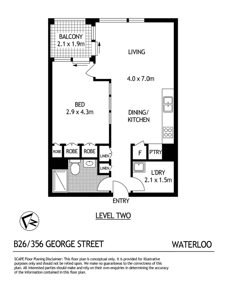 Floorplan of Homely apartment listing, B26/356 George Street, Waterloo NSW 2017