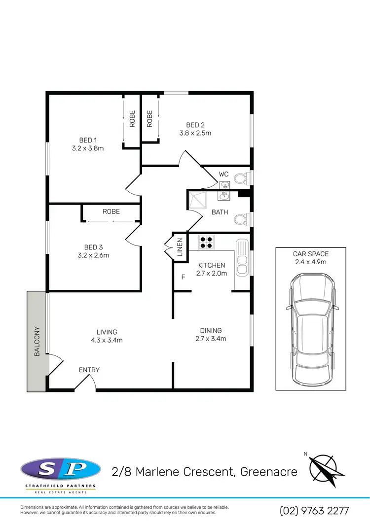 Floorplan of Homely unit listing, 2/8-12 Marlene Crescent, Greenacre NSW 2190