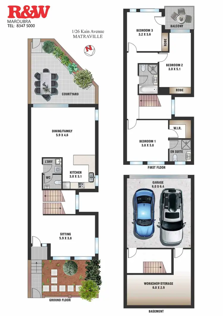 Floorplan of Homely townhouse listing, 1/26 Kain Avenue, Matraville NSW 2036