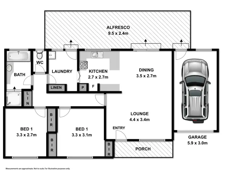 Floorplan of Homely townhouse listing, 1/22 Campbell Avenue, Wodonga VIC 3690