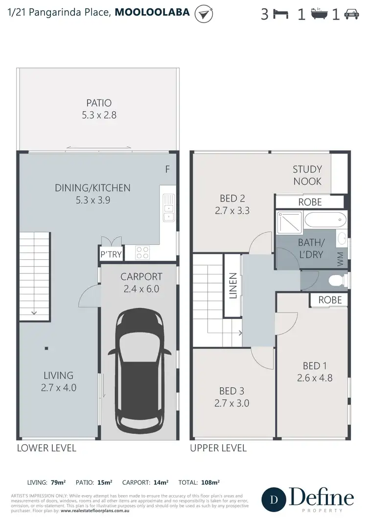 Floorplan of Homely townhouse listing, 1/21 Pangarinda Place, Mooloolaba QLD 4557