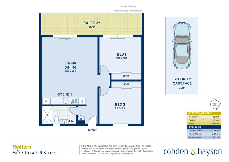 Floorplan of Homely apartment listing, 8/32-42 Rosehill Street, Redfern NSW 2016