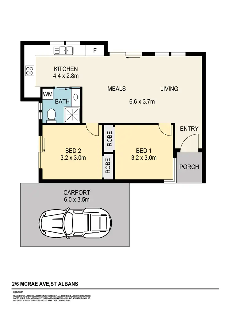 Floorplan of Homely unit listing, 2/6 McRae Avenue, St Albans VIC 3021