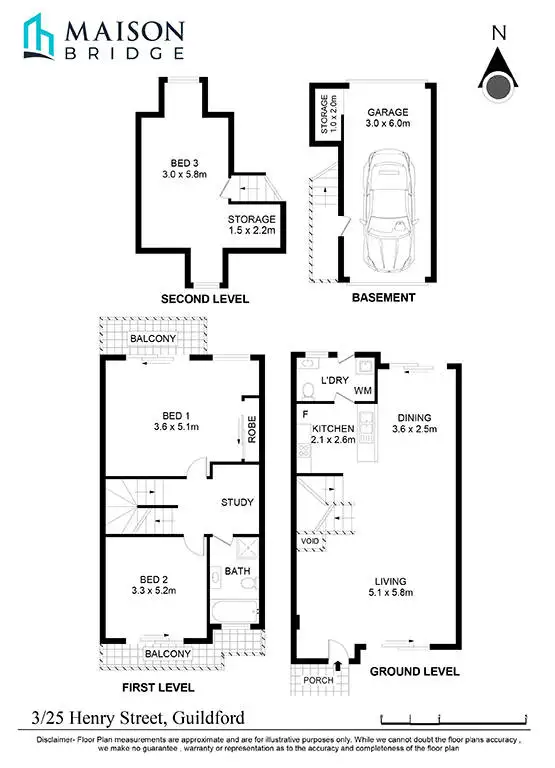 Floorplan of Homely townhouse listing, 3/25-27 Henry Street, Guildford NSW 2161