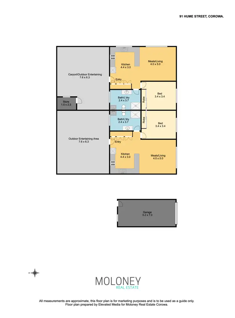 Floorplan of Homely unit listing, 1-2/91 Hume Street, Corowa NSW 2646