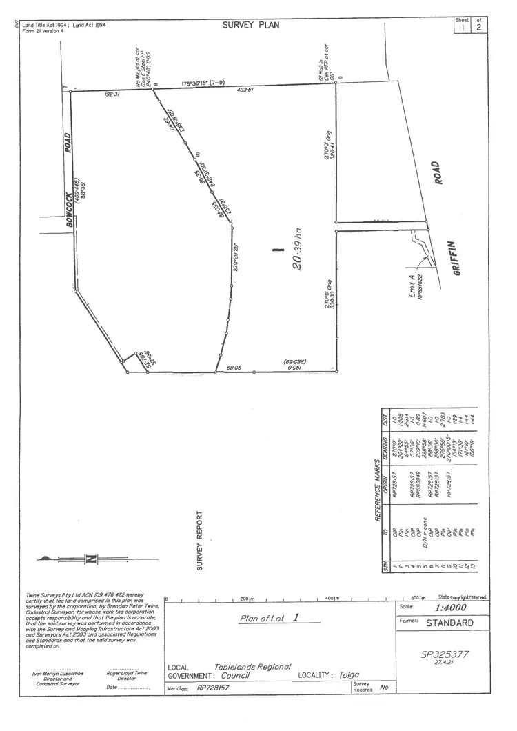 Floorplan of Homely rural property listing, Lot 1/5 Griffin Road, Tolga QLD 4882