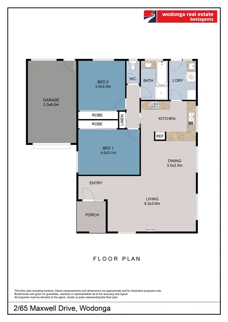 Floorplan of Homely unit listing, 2/65 Marshall Street, Wodonga VIC 3690
