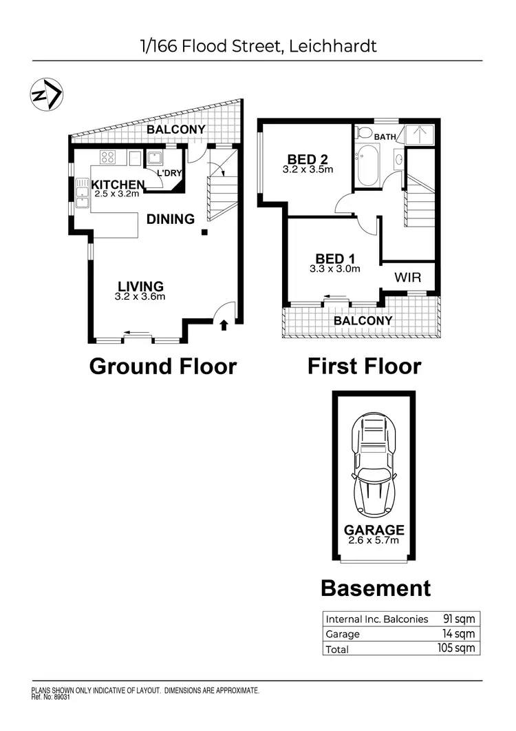 Floorplan of Homely townhouse listing, 1/166 Flood Street, Leichhardt NSW 2040