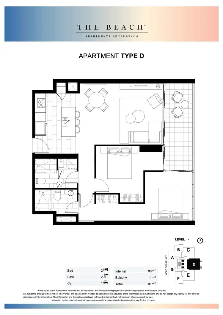 Floorplan of Homely apartment listing, Level 12/1204/2663 Gold Coast Highway, Broadbeach QLD 4218