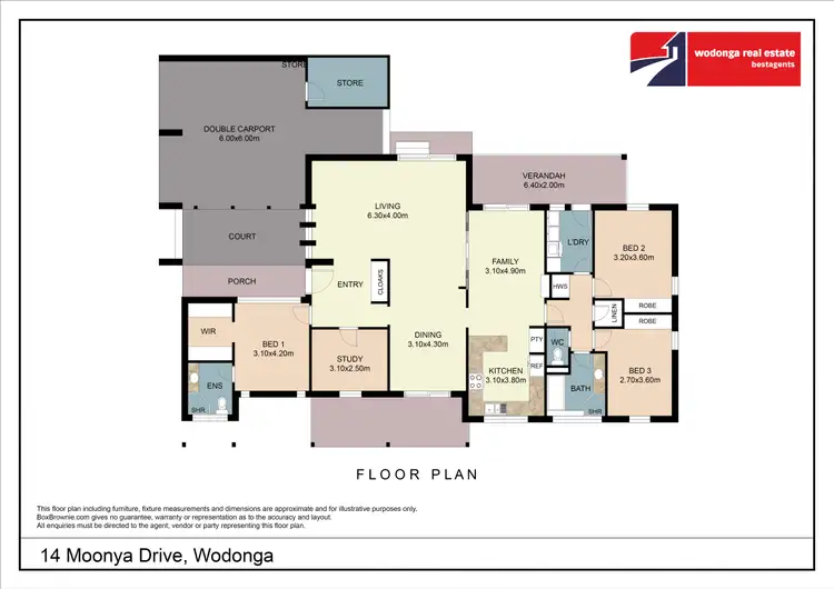 Floorplan of Homely house listing, 14 Moonya Drive, Wodonga VIC 3690