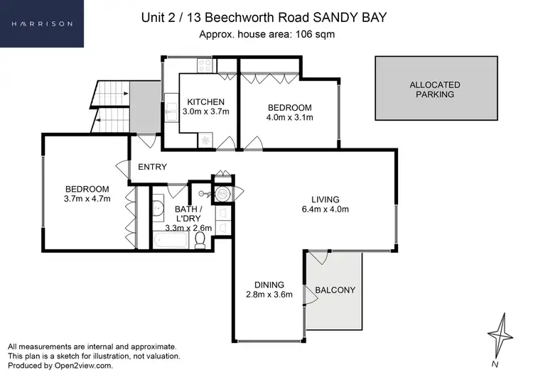Floorplan of Homely unit listing, 2/13 Beechworth Road, Sandy Bay TAS 7005
