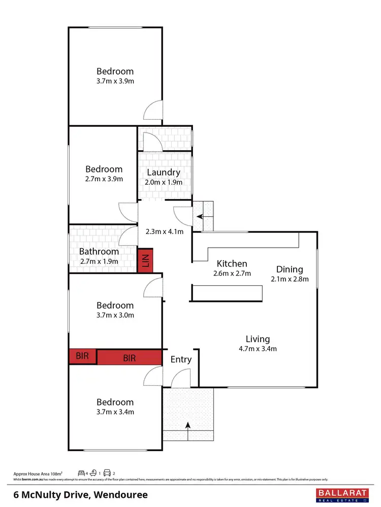 Floorplan of Homely house listing, 6 McNulty Drive, Wendouree VIC 3355