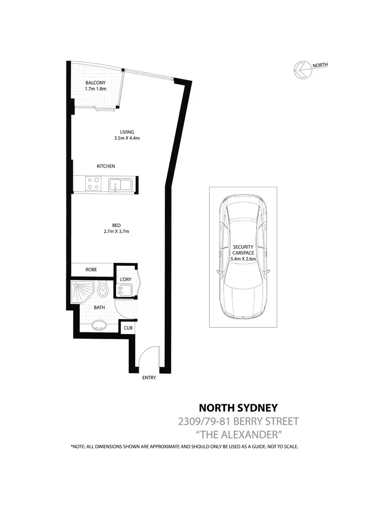 Floorplan of Homely studio listing, 2309/79-81 Berry Street, North Sydney NSW 2060