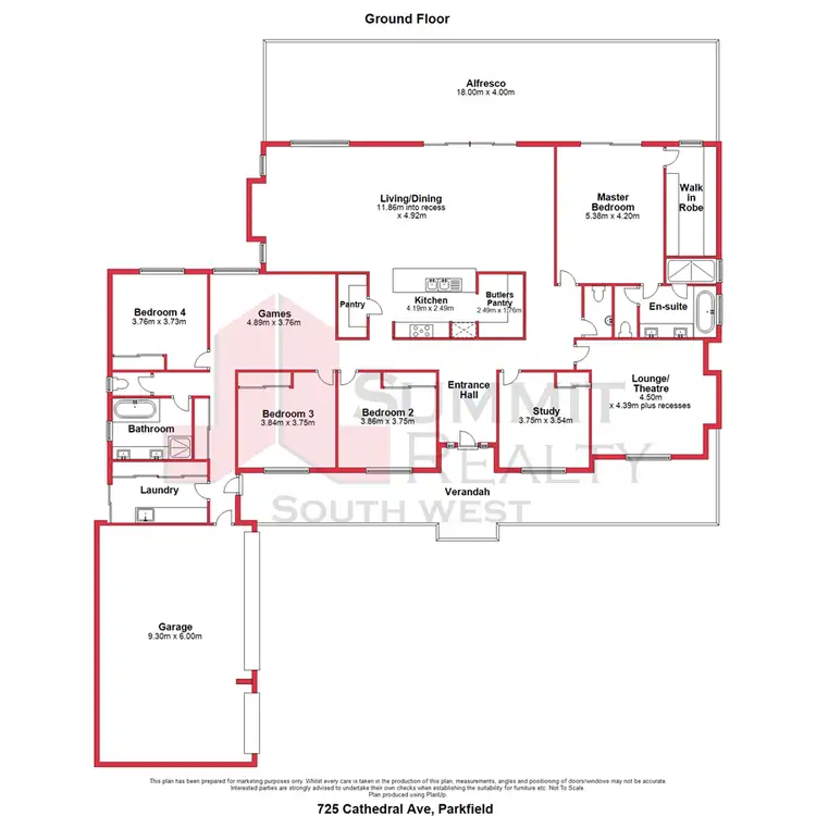 Floorplan of Homely rural property listing, 725 Cathedral Avenue, Parkfield WA 6233