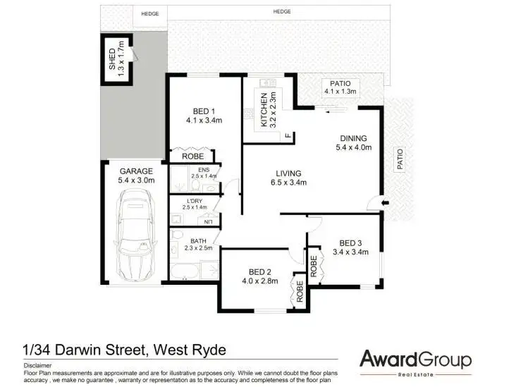 Floorplan of Homely villa listing, 1/34 Darwin Street, West Ryde NSW 2114