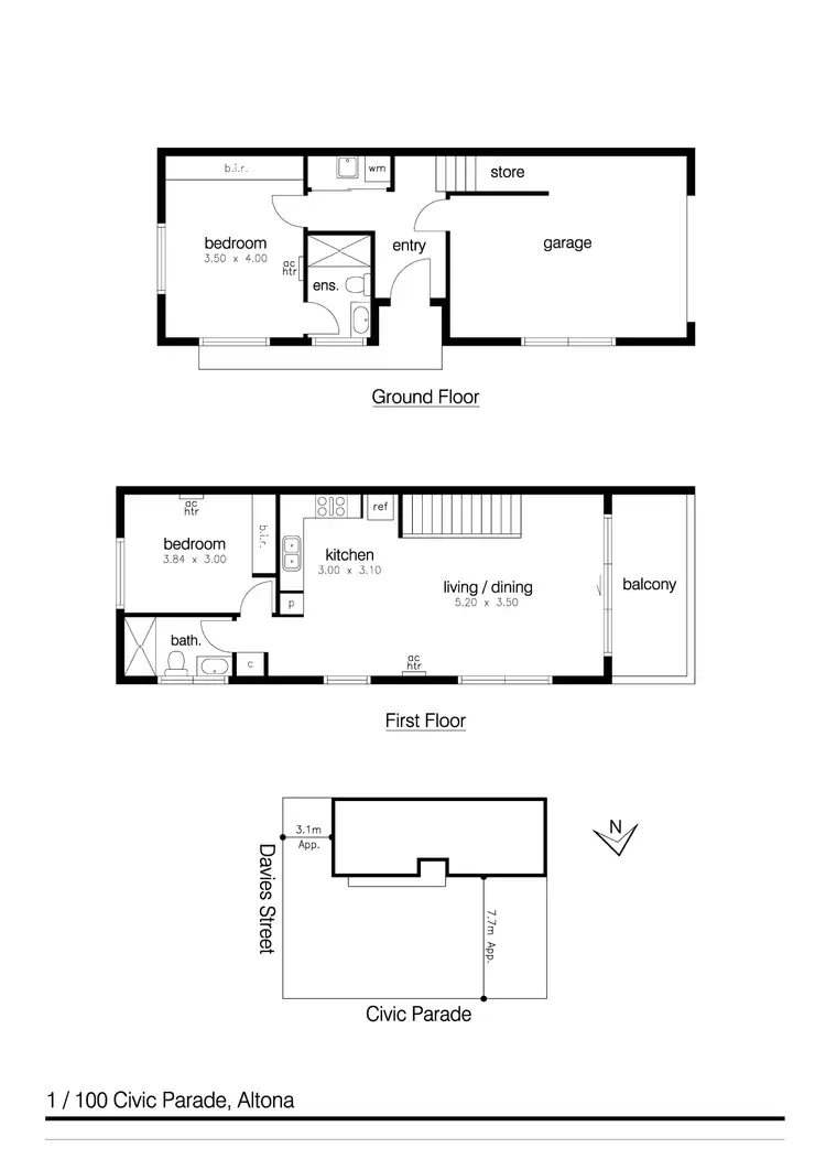 Floorplan of Homely townhouse listing, 1/100 Civic Parade, Altona VIC 3018