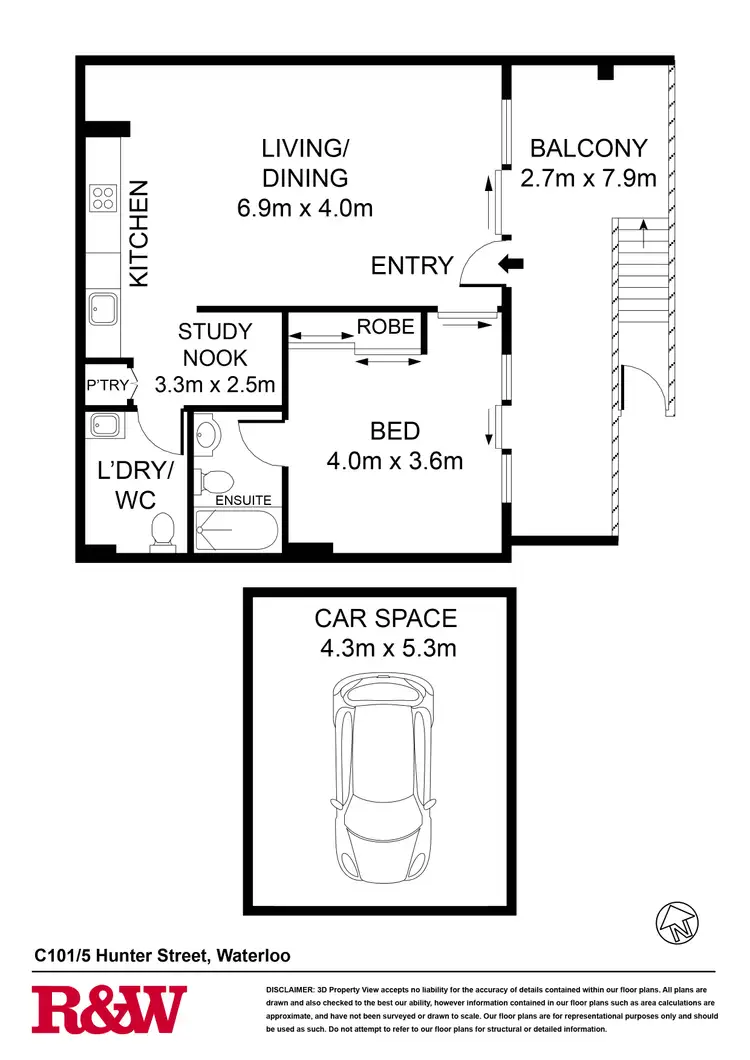 Floorplan of Homely apartment listing, C101/5 Hunter Street, Waterloo NSW 2017