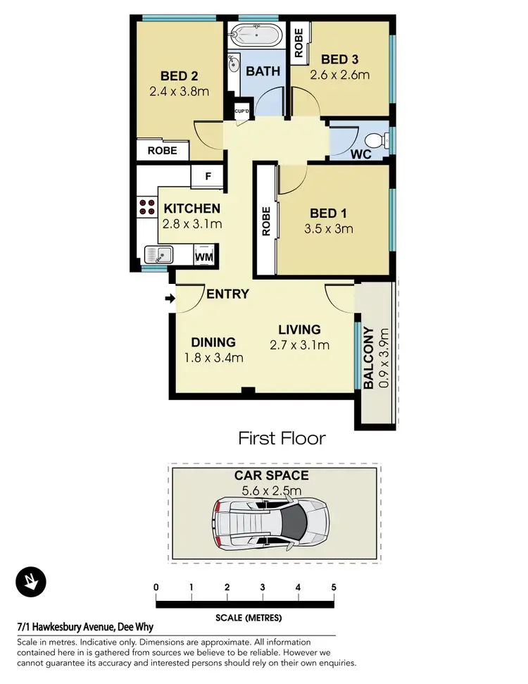 Floorplan of Homely apartment listing, 7/1 Hawkesbury Avenue, Dee Why NSW 2099
