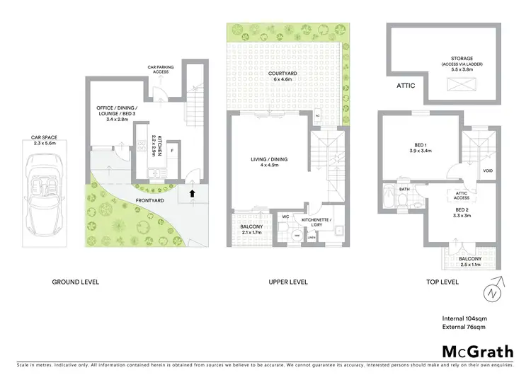 Floorplan of Homely townhouse listing, 3/67 Beattie Street, Balmain NSW 2041