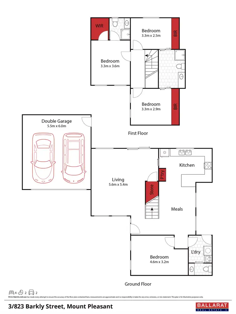 Floorplan of Homely townhouse listing, 3/823 Barkly Street, Mount Pleasant VIC 3350