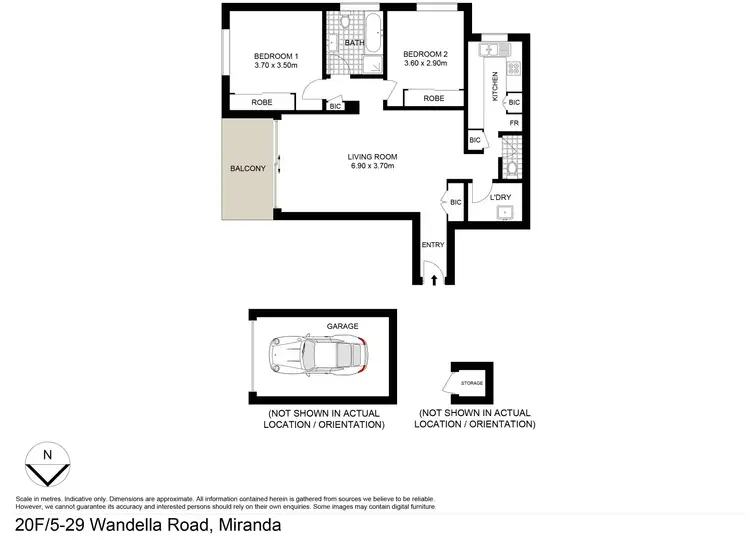 Floorplan of Homely apartment listing, 20F/5-29 Wandella Road, Miranda NSW 2228