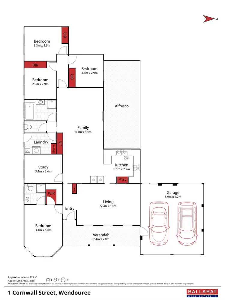 Floorplan of Homely house listing, 1 Cornwall Street, Wendouree VIC 3355