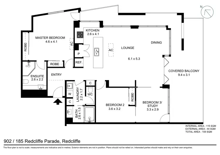 Floorplan of Homely apartment listing, Level 9/902/185 Redcliffe Parade, Redcliffe QLD 4020