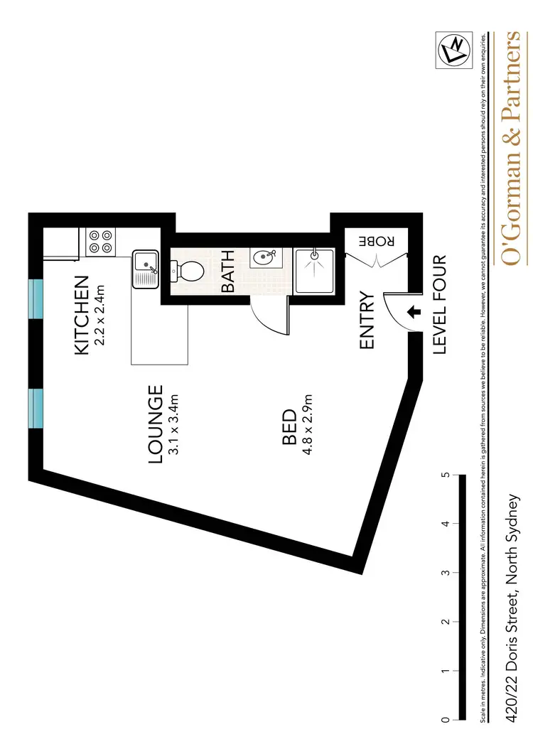 Floorplan of Homely studio listing, 420/22 Doris Street, North Sydney NSW 2060
