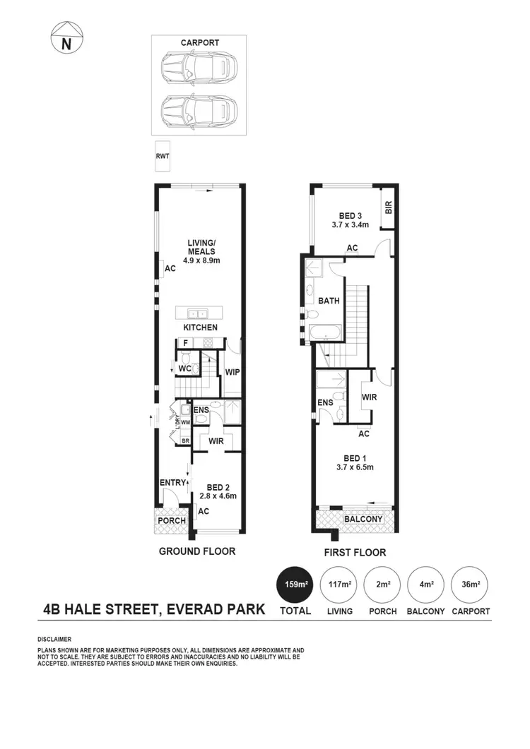 Floorplan of Homely townhouse listing, 4b Hale Street, Everard Park SA 5035