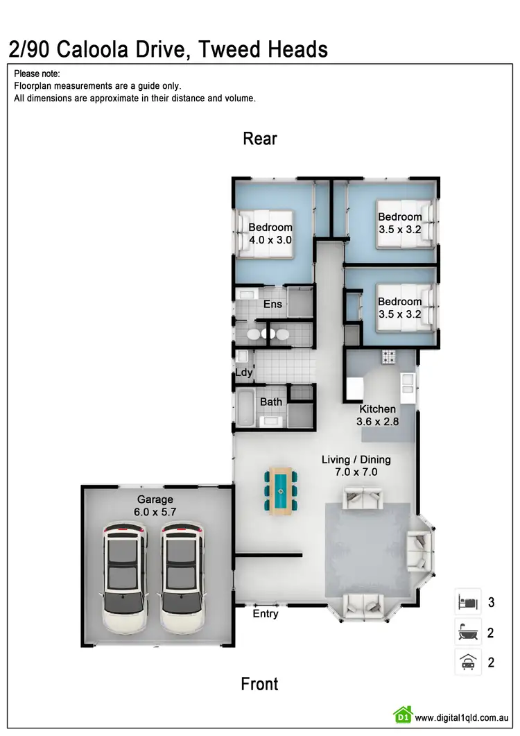 Floorplan of Homely semi-detached listing, 2/90 Caloola Drive, Tweed Heads NSW 2485