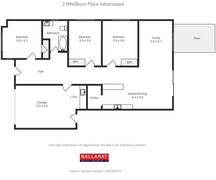 Floorplan of Homely house listing, 2 Whidburn Place, Sebastopol VIC 3356