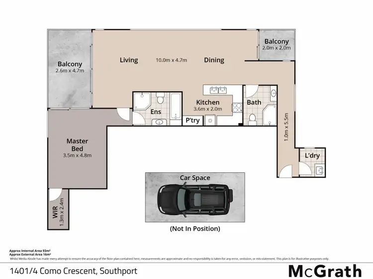 Floorplan of Homely unit listing, Level 14/1401/4 Como Crescent, Southport QLD 4215
