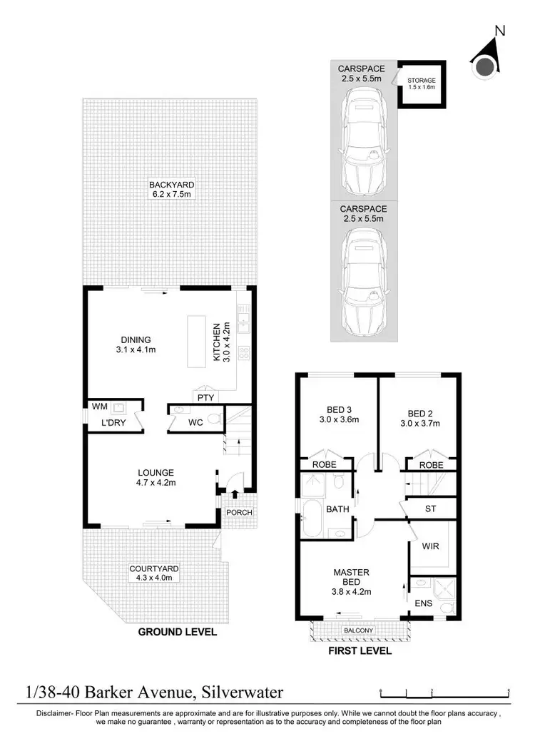 Floorplan of Homely townhouse listing, 1/38-40 Barker Avenue, Silverwater NSW 2128