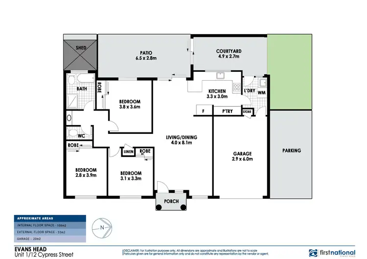 Floorplan of Homely unit listing, 1/12 Cypress Street, Evans Head NSW 2473