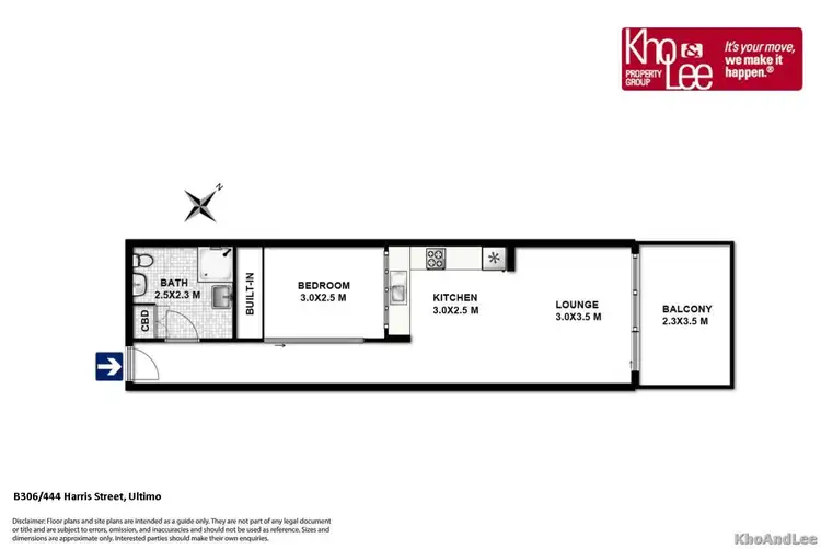 Floorplan of Homely apartment listing, B306/444 Harris Street, Ultimo NSW 2007