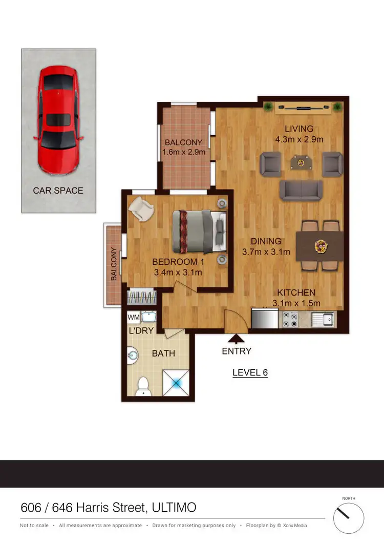 Floorplan of Homely apartment listing, 606/646 Harris Street, Ultimo NSW 2007