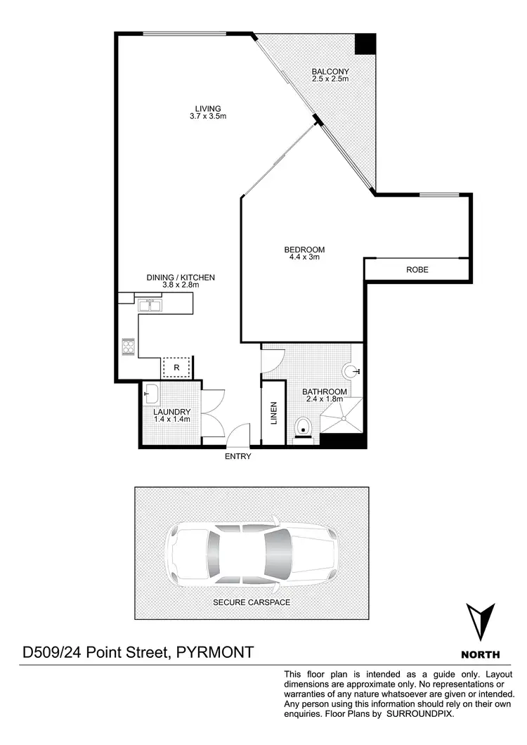 Floorplan of Homely apartment listing, D509/26 Point Street, Pyrmont NSW 2009