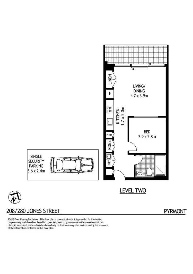 Floorplan of Homely apartment listing, 208/280 Jones Street, Pyrmont NSW 2009