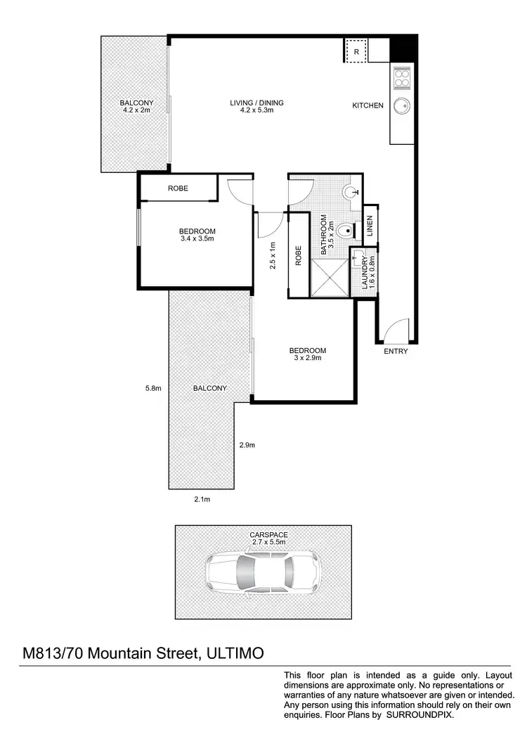 Floorplan of Homely apartment listing, M813/70-78 Mountain Street, Ultimo NSW 2007