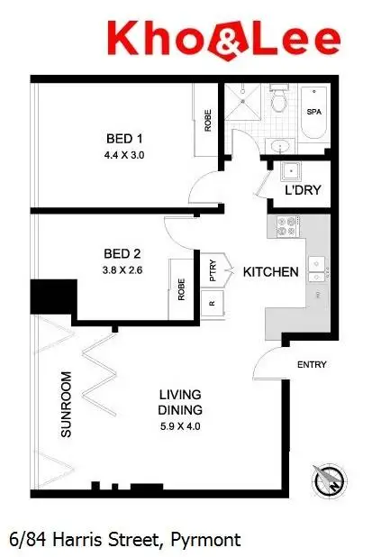 Floorplan of Homely apartment listing, 6/84 Harris Street, Pyrmont NSW 2009