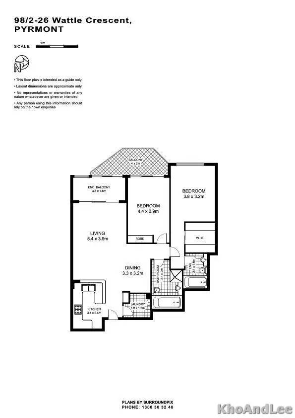 Floorplan of Homely apartment listing, 98/2-26 Wattle Crescent, Pyrmont NSW 2009