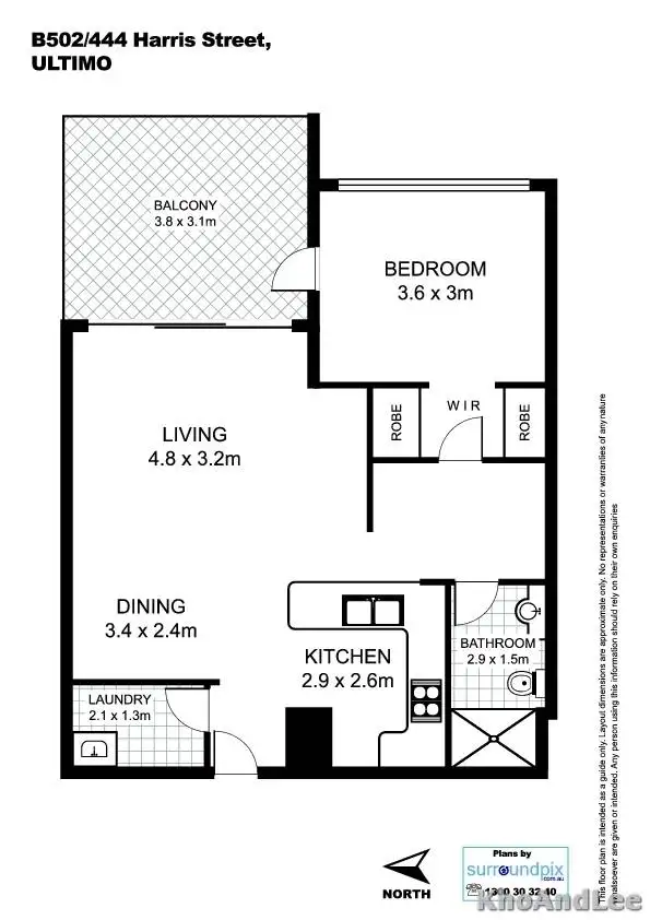 Floorplan of Homely apartment listing, B502/444 Harris Street, Ultimo NSW 2007