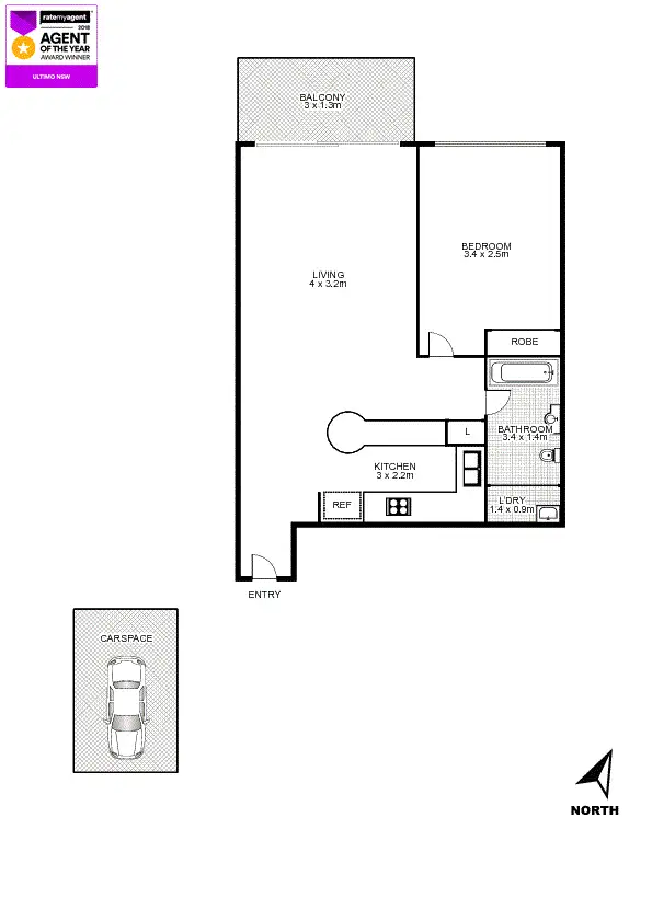 Floorplan of Homely apartment listing, 54/558 Jones Street, Ultimo NSW 2007