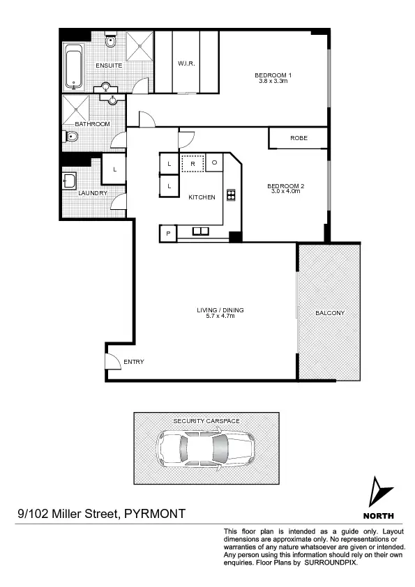 Floorplan of Homely apartment listing, 9/102 Miller Street, Pyrmont NSW 2009