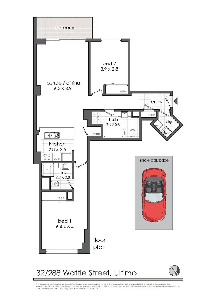 Floorplan of Homely apartment listing, 32/288 Wattle Street, Ultimo NSW 2007