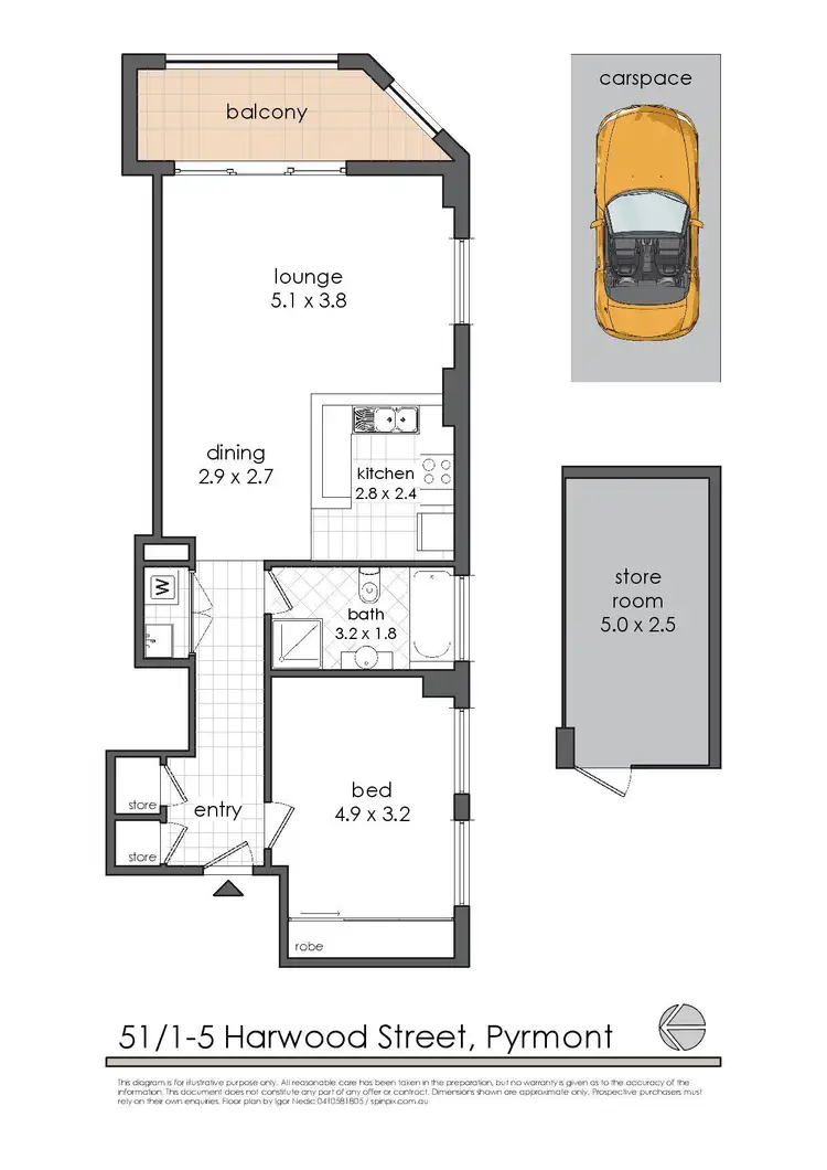 Floorplan of Homely apartment listing, 51/1-5 Harwood Street, Pyrmont NSW 2009