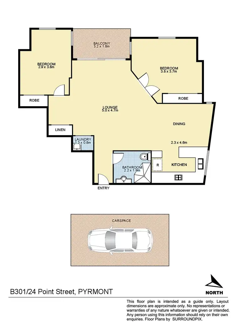 Floorplan of Homely apartment listing, B301/24-26 Point Street, Pyrmont NSW 2009