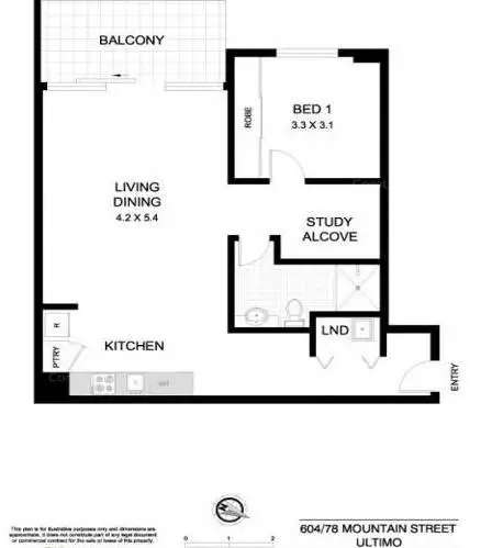 Floorplan of Homely apartment listing, M604/78 Mountain Street, Ultimo NSW 2007