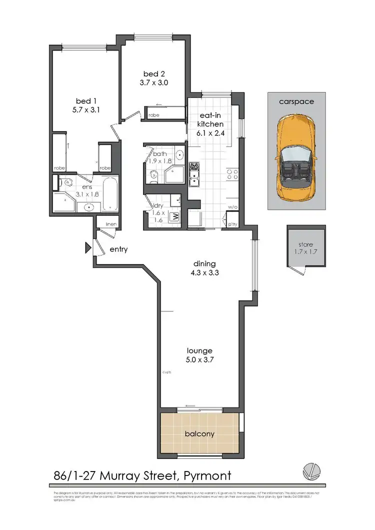 Floorplan of Homely apartment listing, 86/1-27 Murray Street, Pyrmont NSW 2009